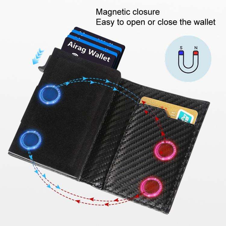 Pop-Up RFID Blocking Card Bag Wallet Genuine Leather & Aluminum Card Holder Zipper Coin Bag(Coffee)