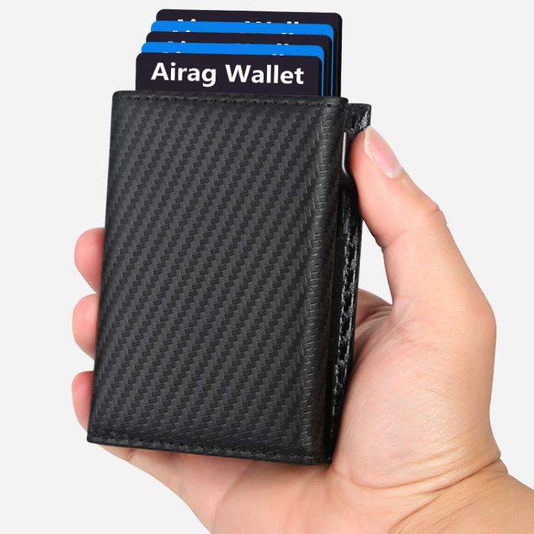 Pop-Up RFID Blocking Card Bag Wallet Genuine Leather & Aluminum Card Holder Zipper Coin Bag(Apricot)