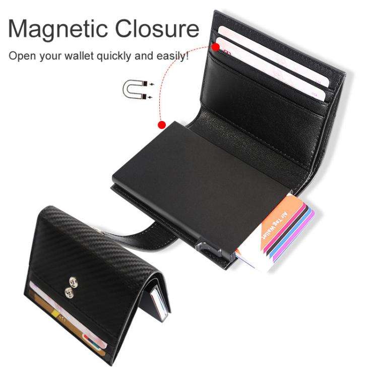 Pop-Up Aluminum Card Case RFID Blocking Metal Card Holder Wallet For Men and Women(Carbon Fiber)