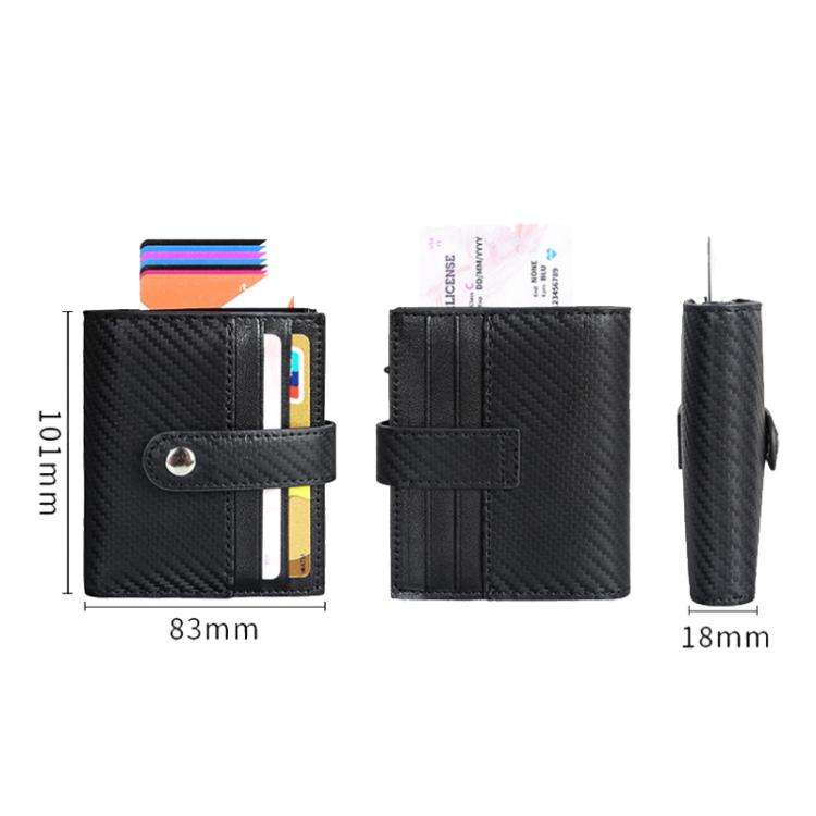 Pop-Up Aluminum Card Case RFID Blocking Metal Card Holder Wallet For Men and Women(Carbon Fiber)