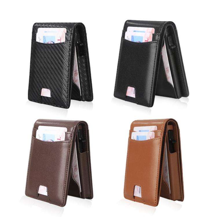 Auto Pop-Up Bifold Metal PU Card Holder RFID Blocking Wallet Slim Design For Credit Cards, ID(Car...