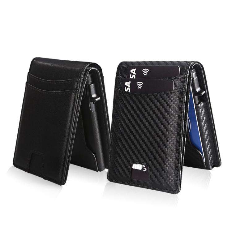 Auto Pop-Up Bifold Metal PU Card Holder RFID Blocking Wallet Slim Design For Credit Cards, ID(Car...