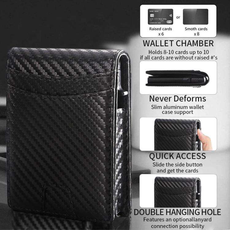 Auto Pop-Up Bifold Metal PU Card Holder RFID Blocking Wallet Slim Design For Credit Cards, ID(Car...