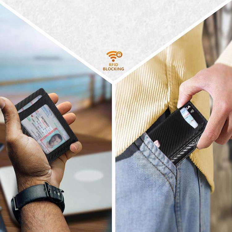 Auto Pop-Up Bifold Metal PU Card Holder RFID Blocking Wallet Slim Design For Credit Cards, ID(Car...