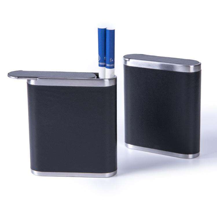 PU & Metal Cigarette Case for Men 20-Cigarette Capacity Crush-Proof Cigarette Holder(Black)