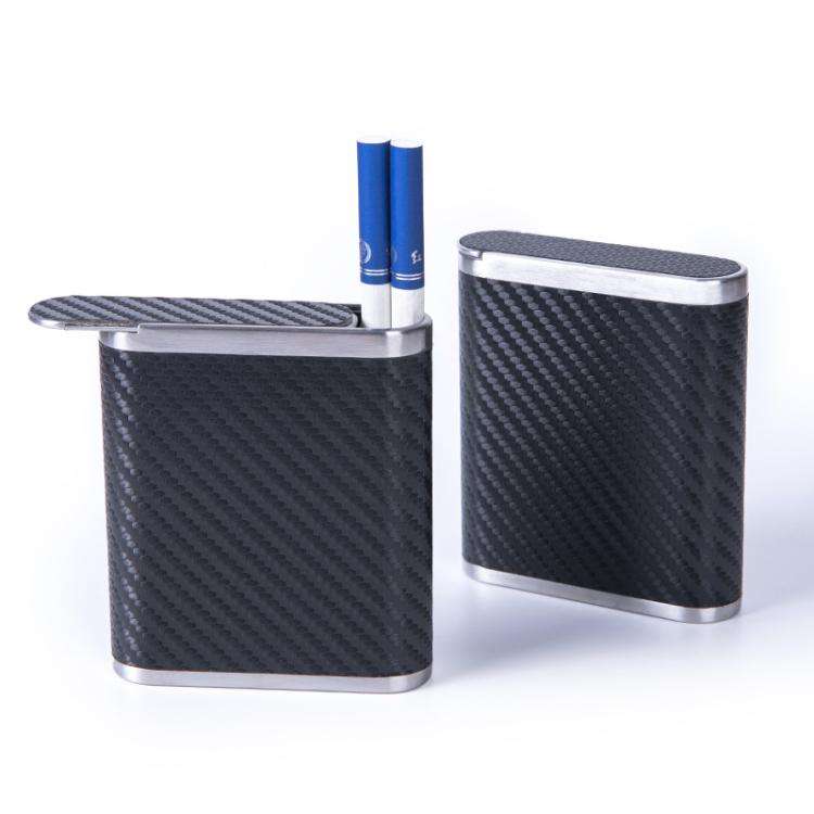 PU & Metal Cigarette Case for Men 20-Cigarette Capacity Crush-Proof Cigarette Holder(Carbon Fiber)