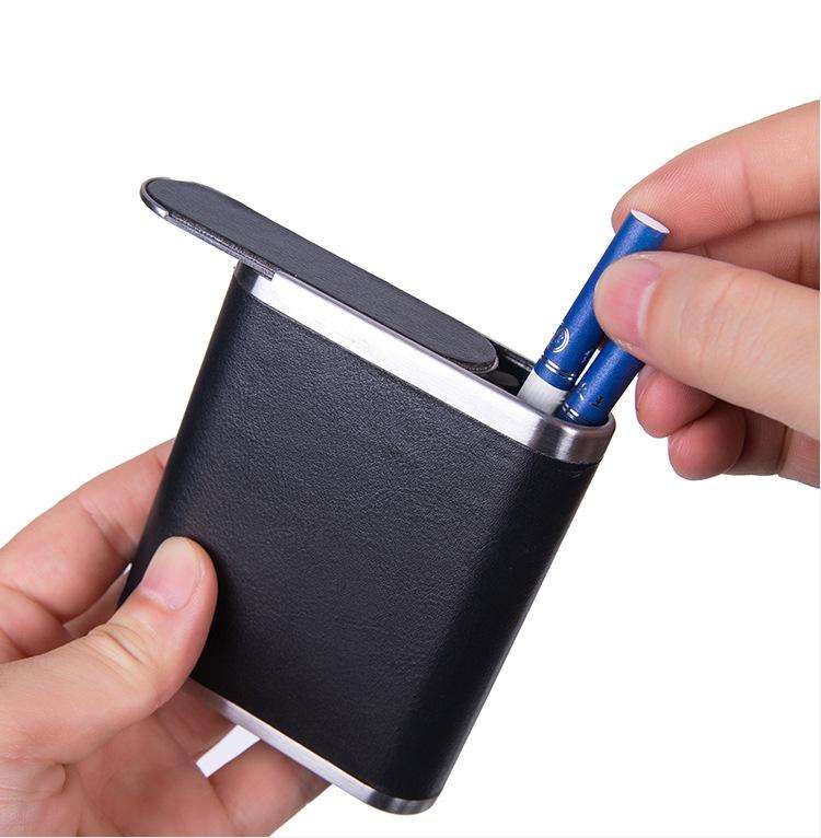 PU & Metal Cigarette Case for Men 20-Cigarette Capacity Crush-Proof Cigarette Holder(Coffee)