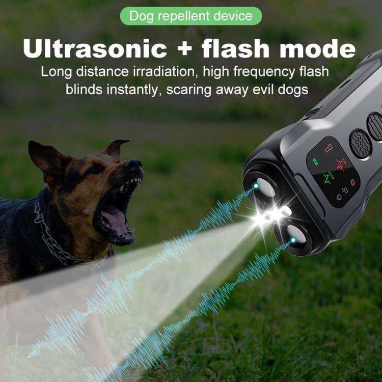 P9 Dual Head Ultrasonic Dog Deterrent Rechargeable Anti-Bark Device with Color Screen, LED Tail L...