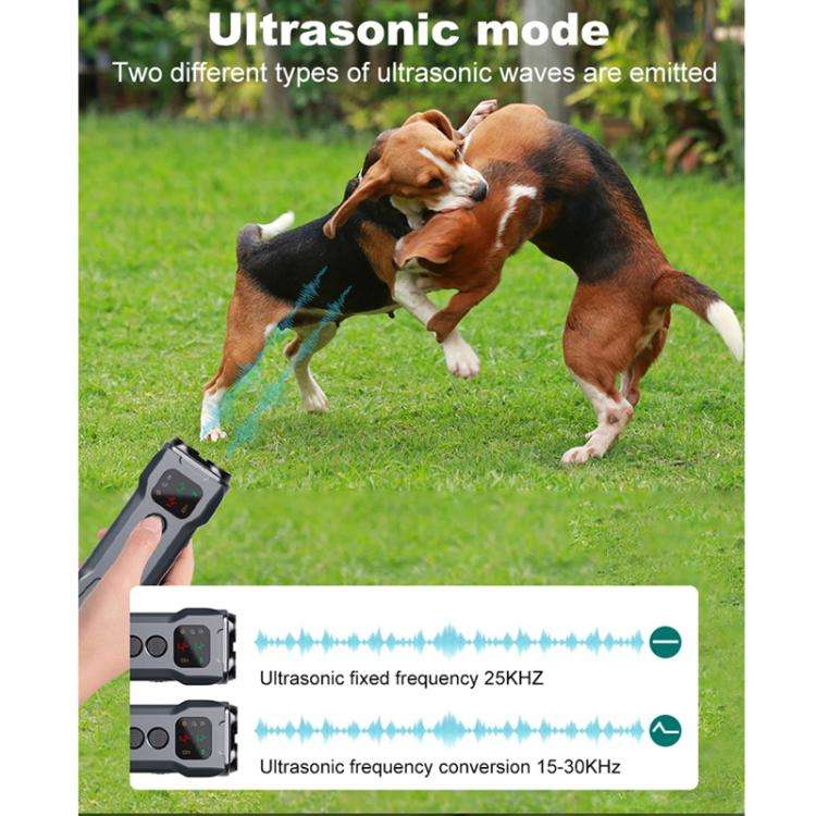 P9 Dual Head Ultrasonic Dog Deterrent Rechargeable Anti-Bark Device with Color Screen, LED Tail L...