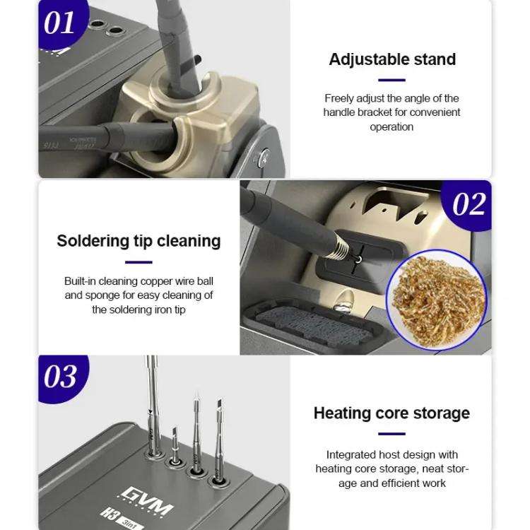 GVM H3 Smart 3 In 1 Electric Welding Station Mainboard Soldering Iron Smartphone Repair Smart Con...
