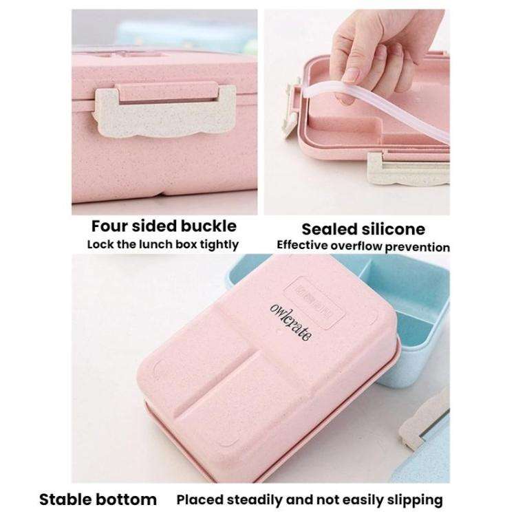 Plastic Split Microwaveable Oven Lunch Box With Stainless Steel Tableware(Pink)