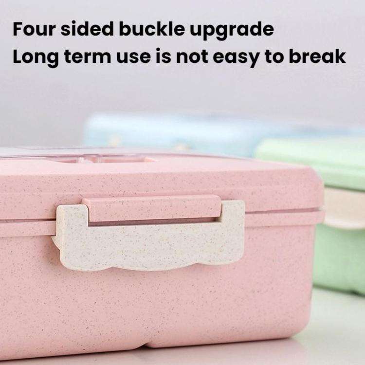 Plastic Split Microwaveable Oven Lunch Box With Stainless Steel Tableware(Pink)