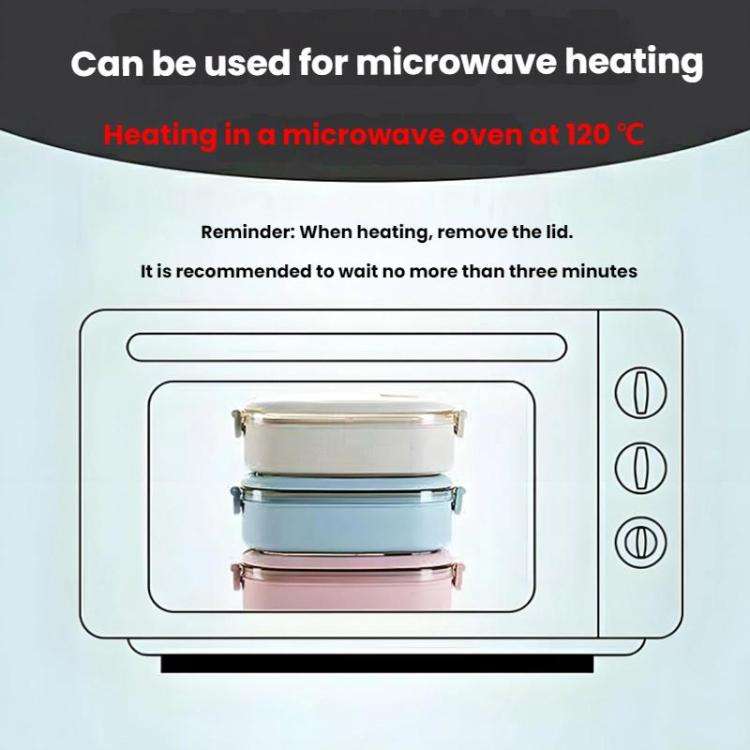 Plastic Split Microwaveable Oven Lunch Box With Stainless Steel Tableware(Blue)
