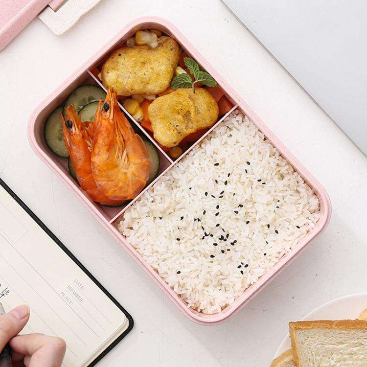 Plastic Split Microwaveable Oven Lunch Box With Stainless Steel Tableware(Blue)