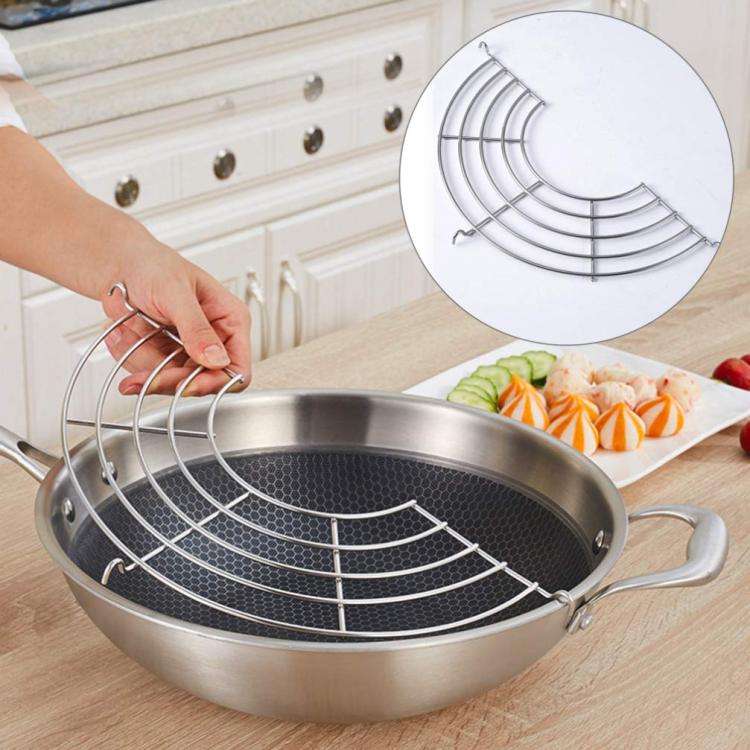 Stainless Steel Semi-circular Pot Edge Oil Drain Rack, Size: 26cm Thickness 3.0mm
