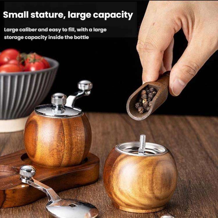 Double+Base Ball Pepper Mill Hand-Crank Mini Ceramic Core Multi-Purpose Grinder