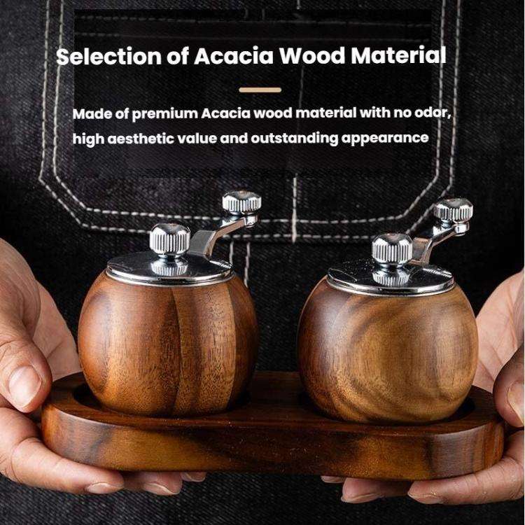 Double+Base Ball Pepper Mill Hand-Crank Mini Ceramic Core Multi-Purpose Grinder