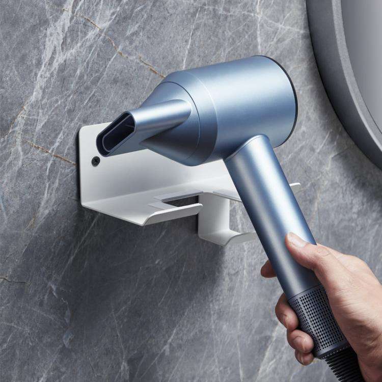 Wall-Mounted Hair Dryer Holder with Cord Organizer Bathroom Storage for Blow Dryer(White)