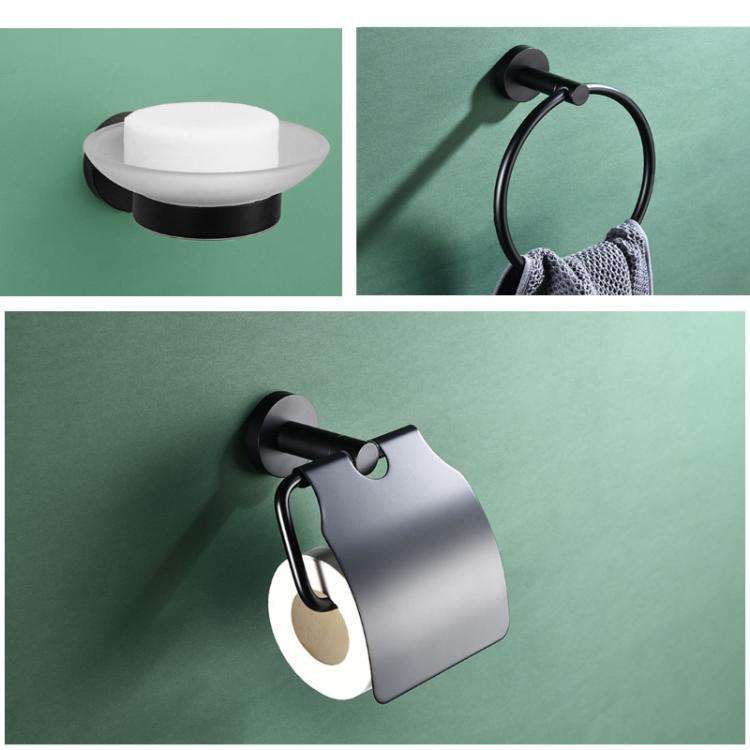 6-in-1 Stainless Steel Bathroom Hardware Set - Towel Bar, Ring, Toilet Paper Holder, Hooks, Soap ...