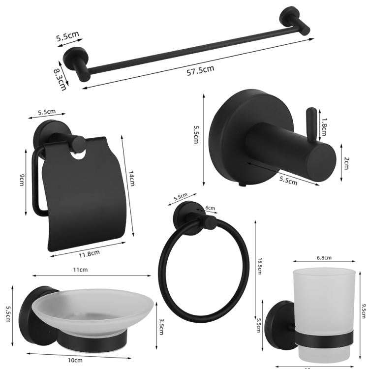 6-in-1 Stainless Steel Bathroom Hardware Set - Towel Bar, Ring, Toilet Paper Holder, Hooks, Soap ...