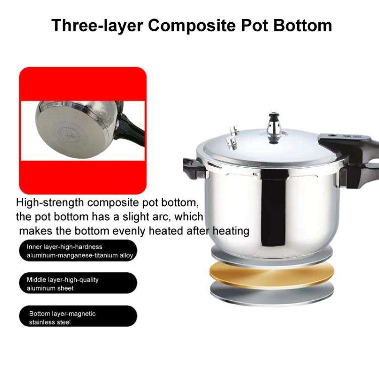Jinxi 24cm-7L 63-77kPa Pressure Cooker 304 Stainless Steel Safety Lock Lid for Induction & Gas St...