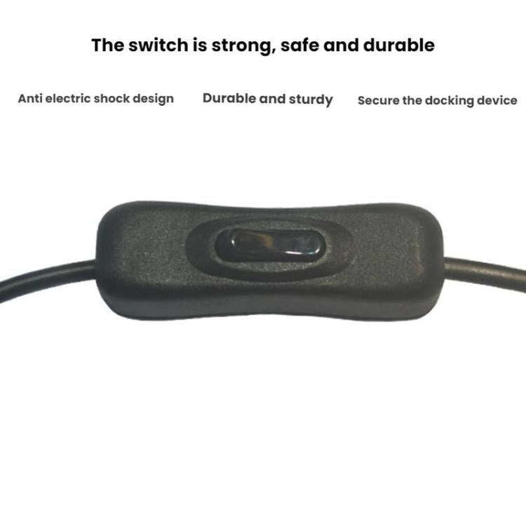 2pcs 5.5x2.1mm Male Female Connection Cable DC Switch Cable 304 Switch Power Cable(Black)