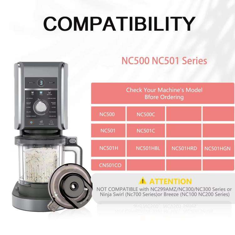 Replacement Outer Bowl Lid For Ninja NC500 Series Ice Cream Maker NC501/NC501H/NC501HBL(Black)