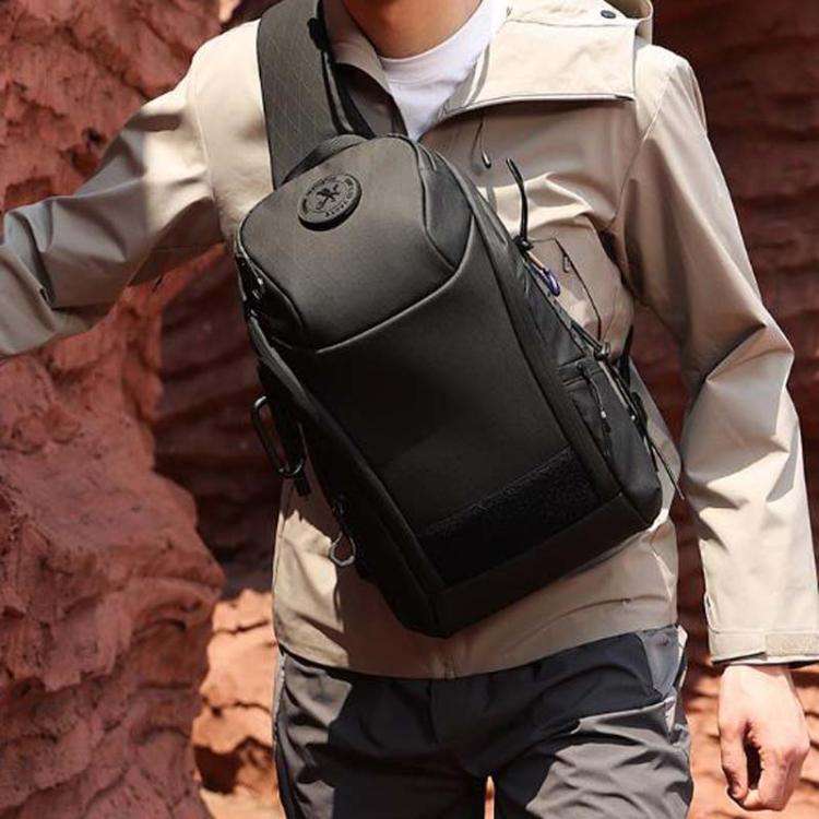 BANGE FW-227 Men Outdoor Cycling Breast Pack Crossbody Bag Large Capacity Hiking Backpack(Black)