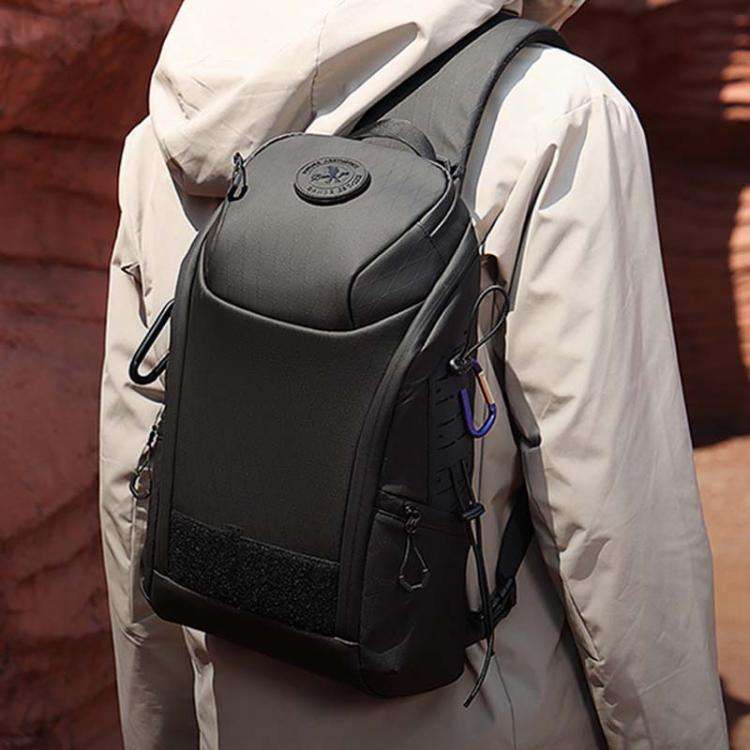 BANGE FW-227 Men Outdoor Cycling Breast Pack Crossbody Bag Large Capacity Hiking Backpack(Black)