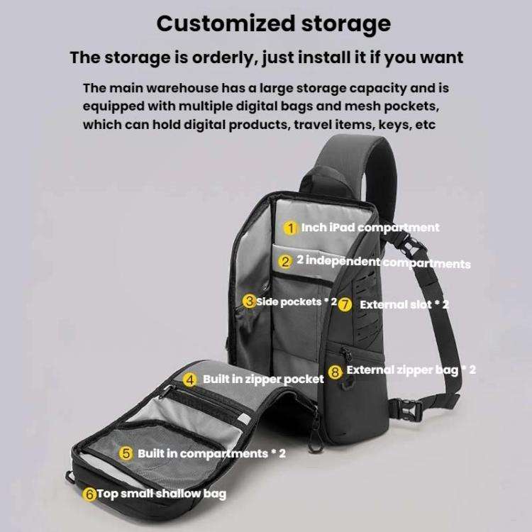 BANGE FW-227 Men Outdoor Cycling Breast Pack Crossbody Bag Large Capacity Hiking Backpack(Black)
