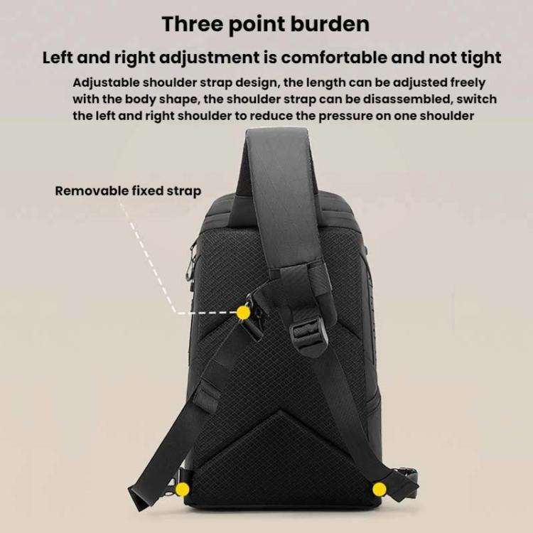 BANGE FW-227 Men Outdoor Cycling Breast Pack Crossbody Bag Large Capacity Hiking Backpack(Black)