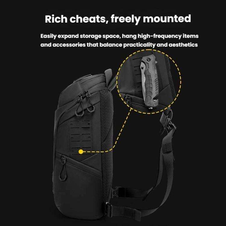 BANGE FW-227 Men Outdoor Cycling Breast Pack Crossbody Bag Large Capacity Hiking Backpack(Black)