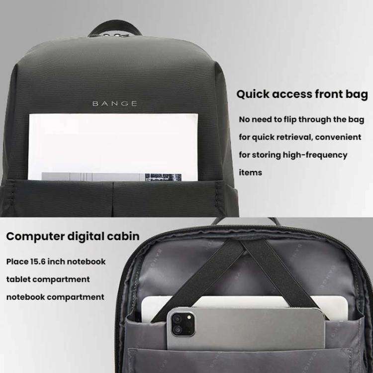 BANGE BG-3078 Business Commuting Large Capacity Backpack Computer Pack(Black)