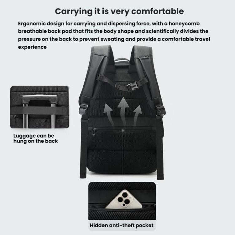 BANGE BG-3078 Business Commuting Large Capacity Backpack Computer Pack(Black)