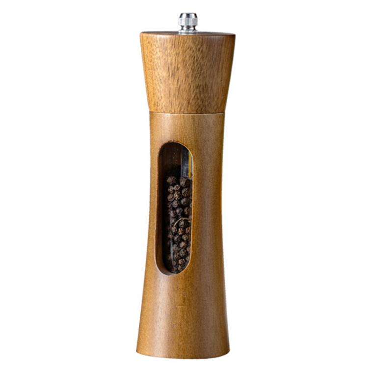 8 inch Acrylic Pepper Grinder Pagoda-shaped Wooden Kitchen Pepper Mill, Spec: Single With Box