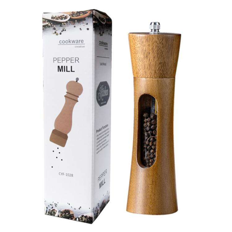 8 inch Acrylic Pepper Grinder Pagoda-shaped Wooden Kitchen Pepper Mill, Spec: Single With Box