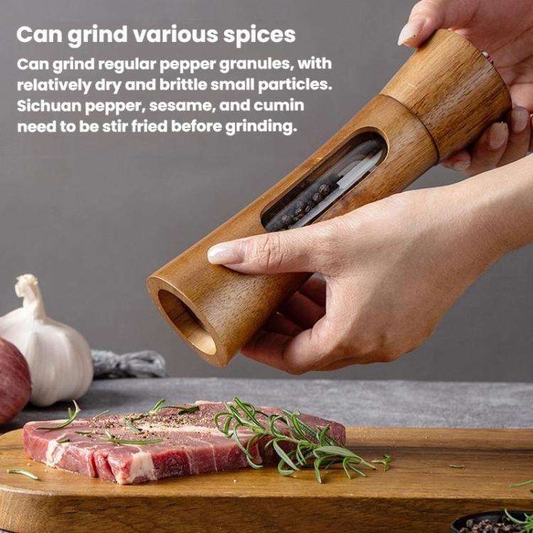 8 inch Acrylic Pepper Grinder Pagoda-shaped Wooden Kitchen Pepper Mill, Spec: Single With Box