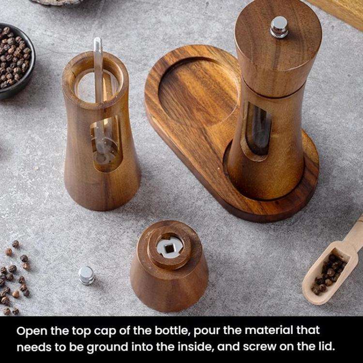 8 inch Acrylic Pepper Grinder Pagoda-shaped Wooden Kitchen Pepper Mill, Spec: Single With Box