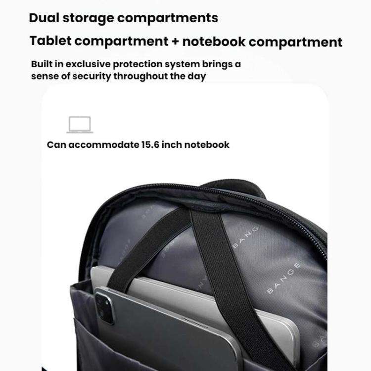BANGE BG-3068 Men Light Business Commuting Computer Bag Student Schoolbag(Black)