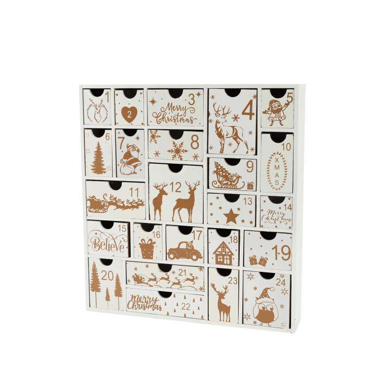 Christmas Gift Countdown Calendar DIY Candy Gift Box(White)