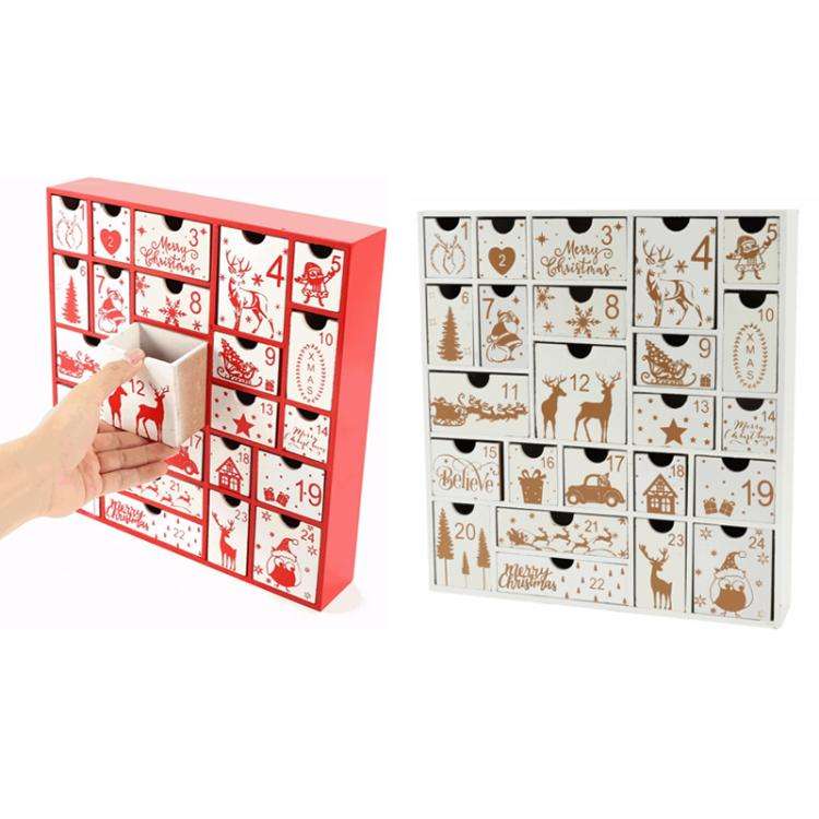 Christmas Gift Countdown Calendar DIY Candy Gift Box(White)