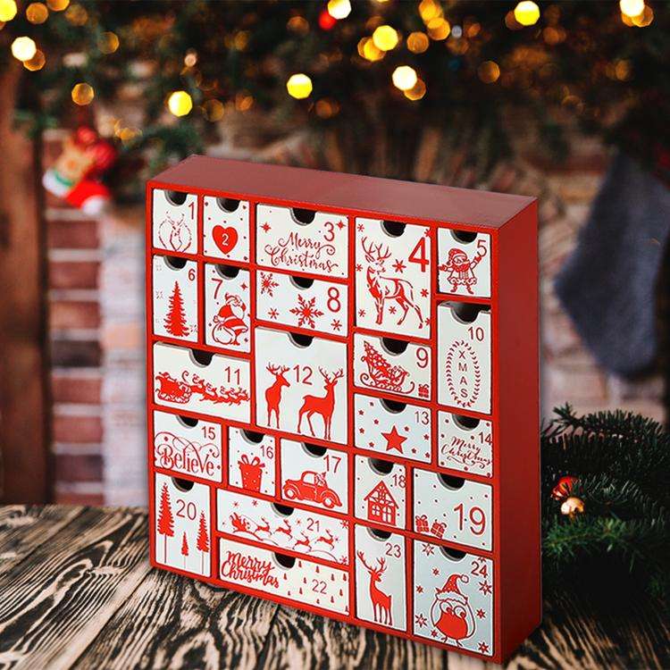 Christmas Gift Countdown Calendar DIY Candy Gift Box(White)