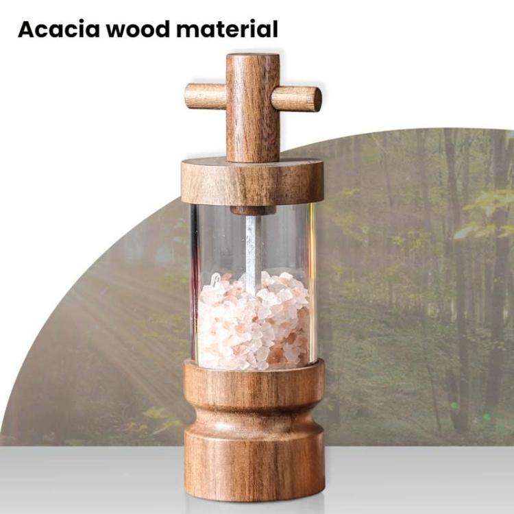 7 inch Manual Black Pepper Wood Grinder Transparent Acrylic Pepper Seasoning Bottle, Spec: Double...