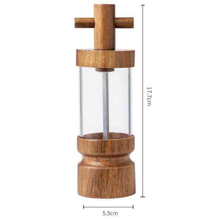 7 inch Manual Black Pepper Wood Grinder Transparent Acrylic Pepper Seasoning Bottle, Spec: Double...