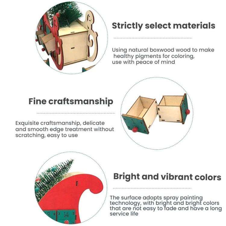 24-Day Countdown Sledge Christmas Calendar Decoration Gift Box(Log Color)