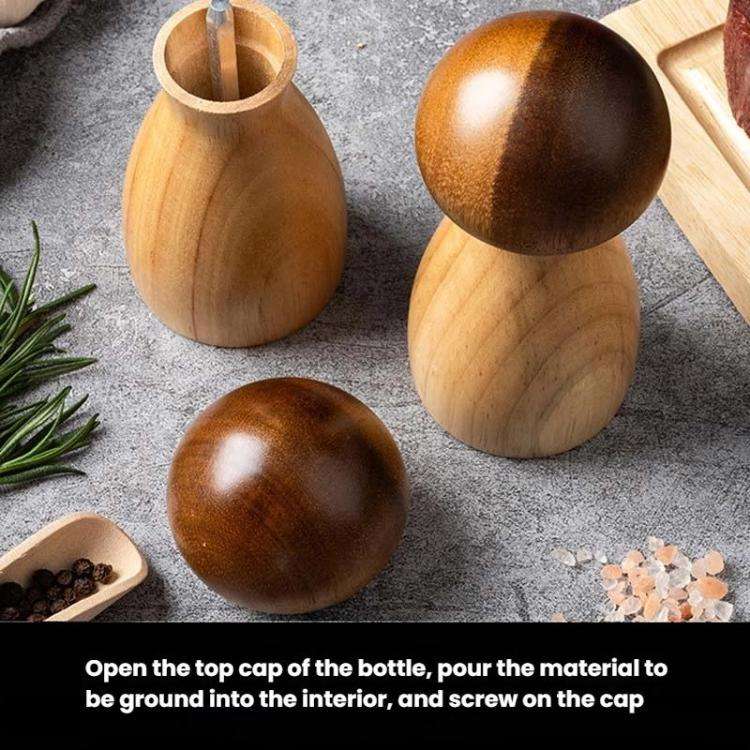 Mushroom Shaped Pepper Grinder Wooden Kitchen Grinding Tool, Spec: Double+Base