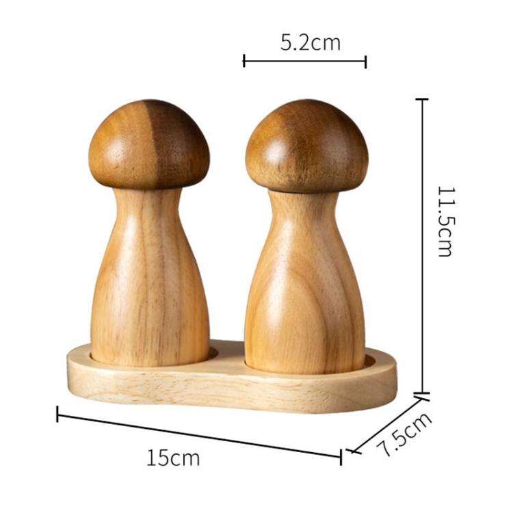 Mushroom Shaped Pepper Grinder Wooden Kitchen Grinding Tool, Spec: Double+Base