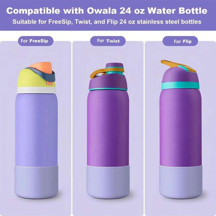 3pcs /Pack Silicone Base Protector For Owala 24oz FreeSip/Twist/Flip Bottles(Black)