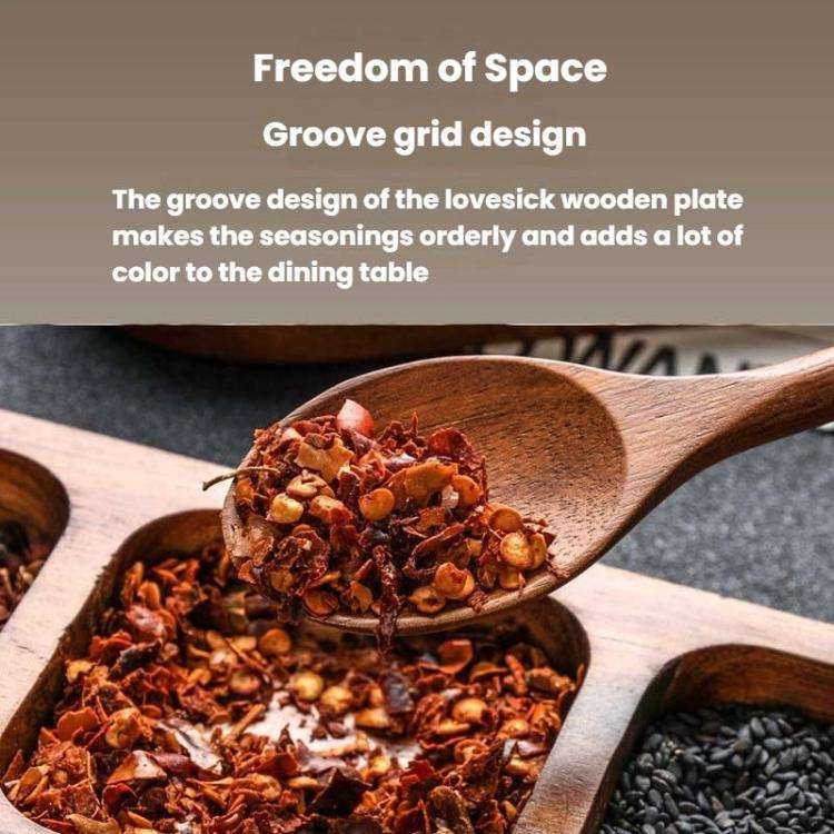 3 Grid Solid Wood Dipping Dish Beef Barbecue Hot Pot Kimchi Flavor Snack Plate
