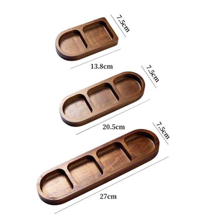 2 Grid Solid Wood Dipping Dish Beef Barbecue Hot Pot Kimchi Flavor Snack Plate